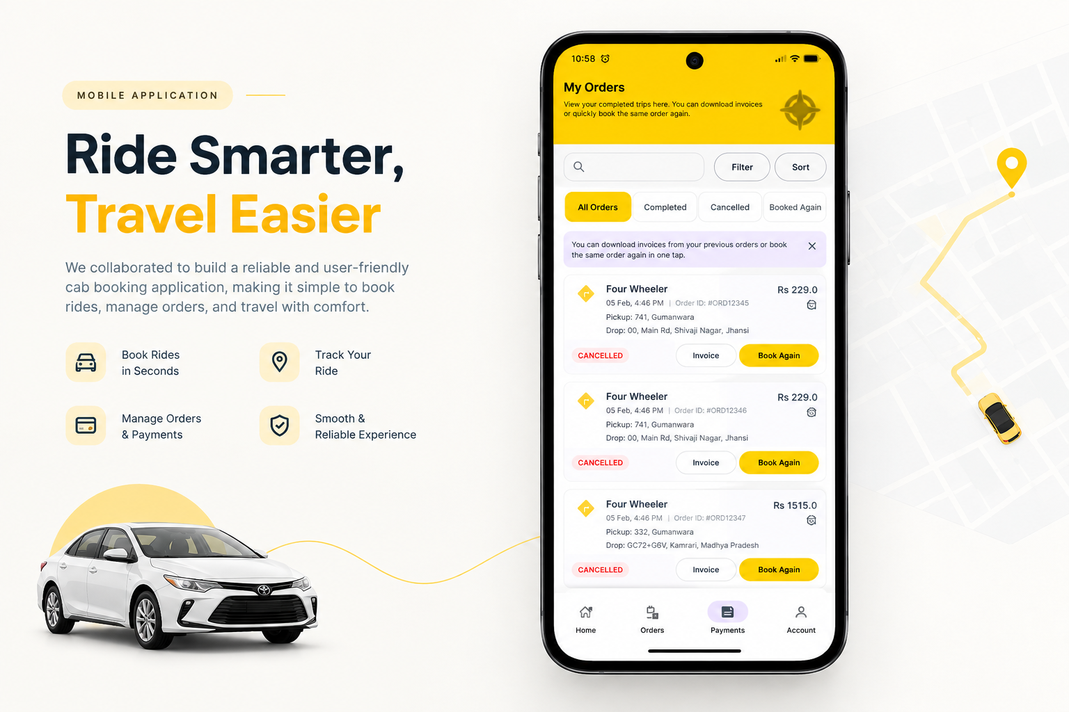 Cab booking mobile application